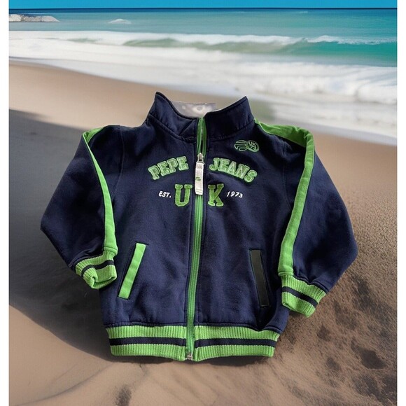 PEPE Jeans Bomber Jacket Zip Embroidered UK 1973 Poly Cotton UK W11 Boy 4T - Picture 1 of 8